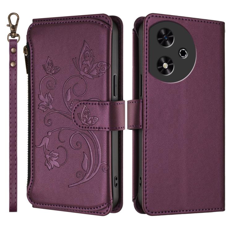 For Honor Play 50 Butterfly Love Flower Multi-card Zipper Wallet Leather Phone Case