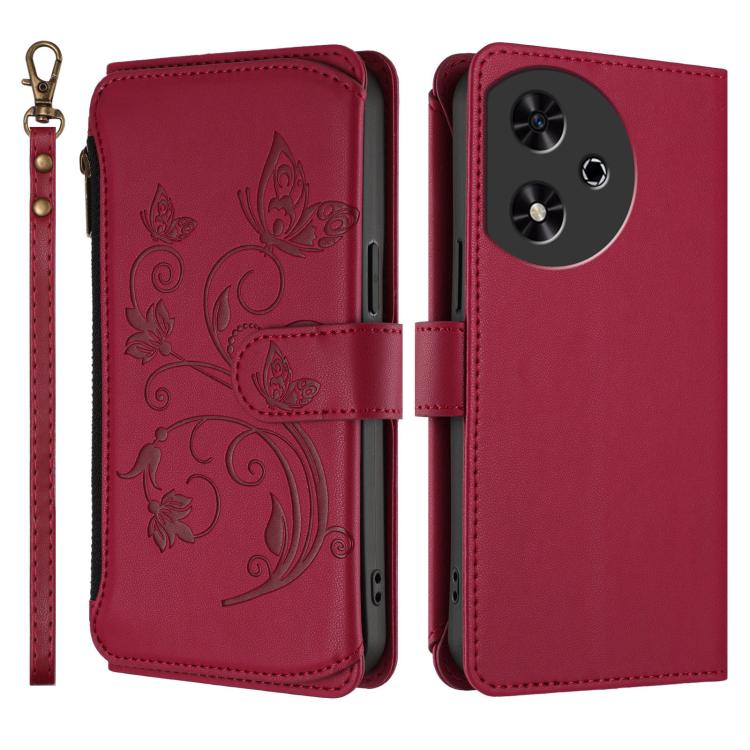 For Honor Play 50 Butterfly Love Flower Multi-card Zipper Wallet Leather Phone Case