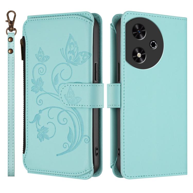 For Honor Play 50 Butterfly Love Flower Multi-card Zipper Wallet Leather Phone Case