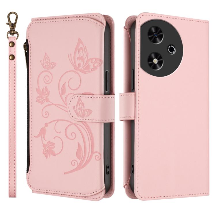 For Honor Play 50 Butterfly Love Flower Multi-card Zipper Wallet Leather Phone Case