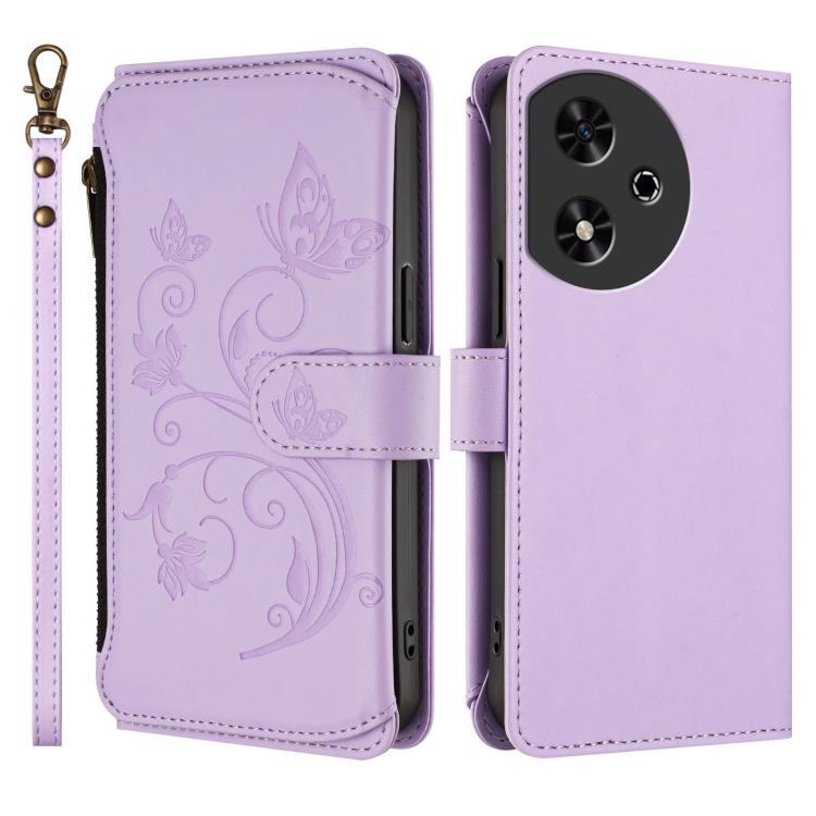 For Honor Play 50 Butterfly Love Flower Multi-card Zipper Wallet Leather Phone Case