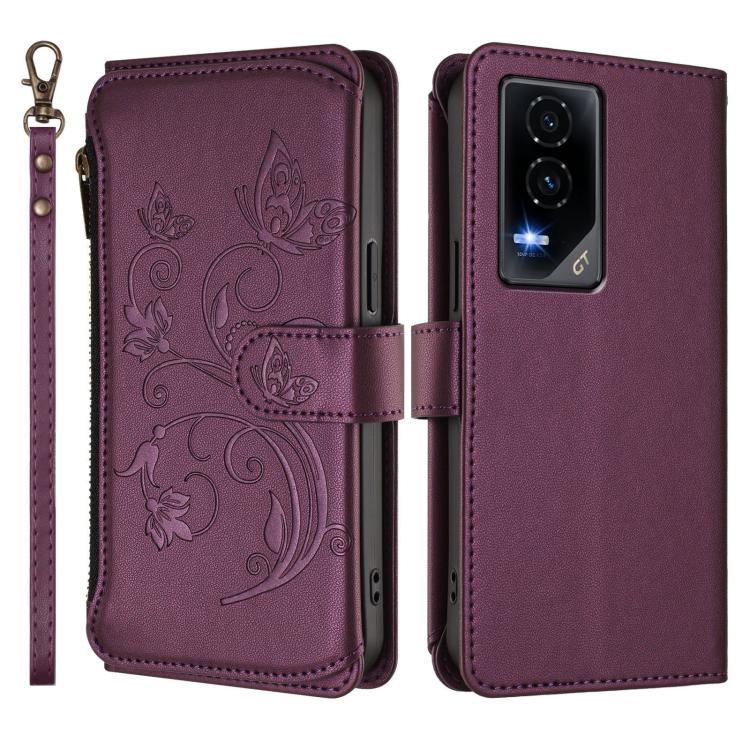 For Honor GT 5G Butterfly Love Flower Multi-card Zipper Wallet Leather Phone Case