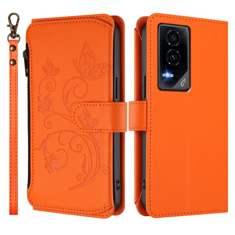 For Honor GT 5G Butterfly Love Flower Multi-card Zipper Wallet Leather Phone Case