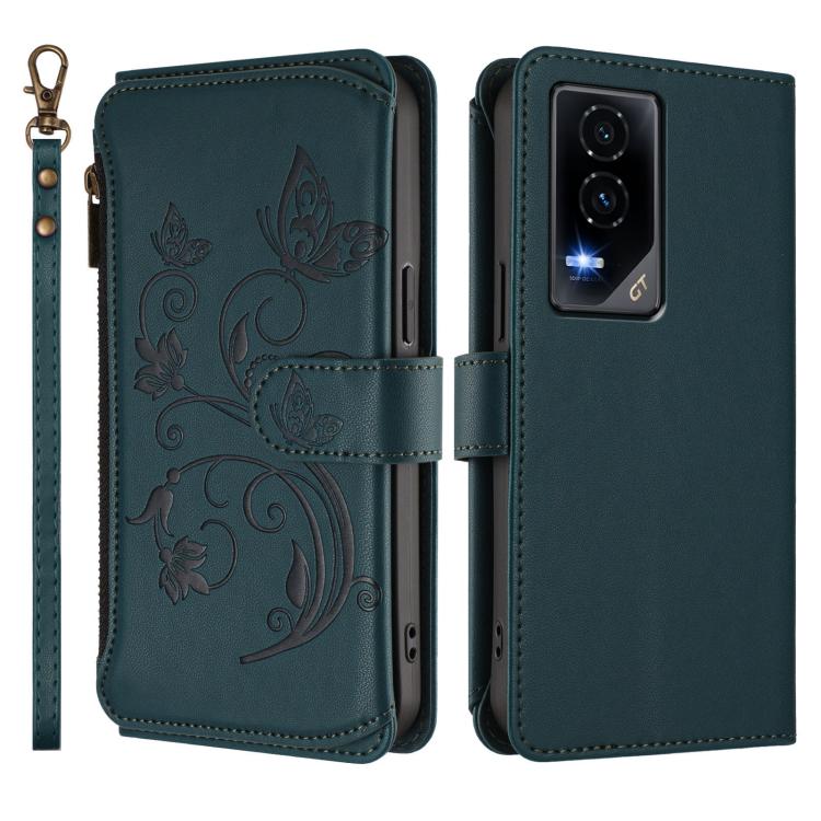 For Honor GT 5G Butterfly Love Flower Multi-card Zipper Wallet Leather Phone Case