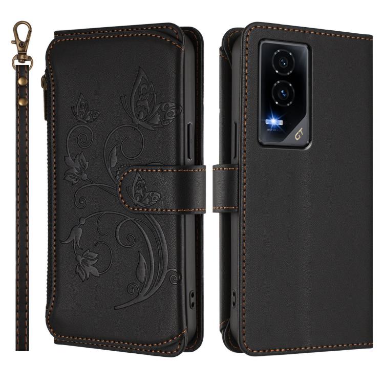 For Honor GT 5G Butterfly Love Flower Multi-card Zipper Wallet Leather Phone Case