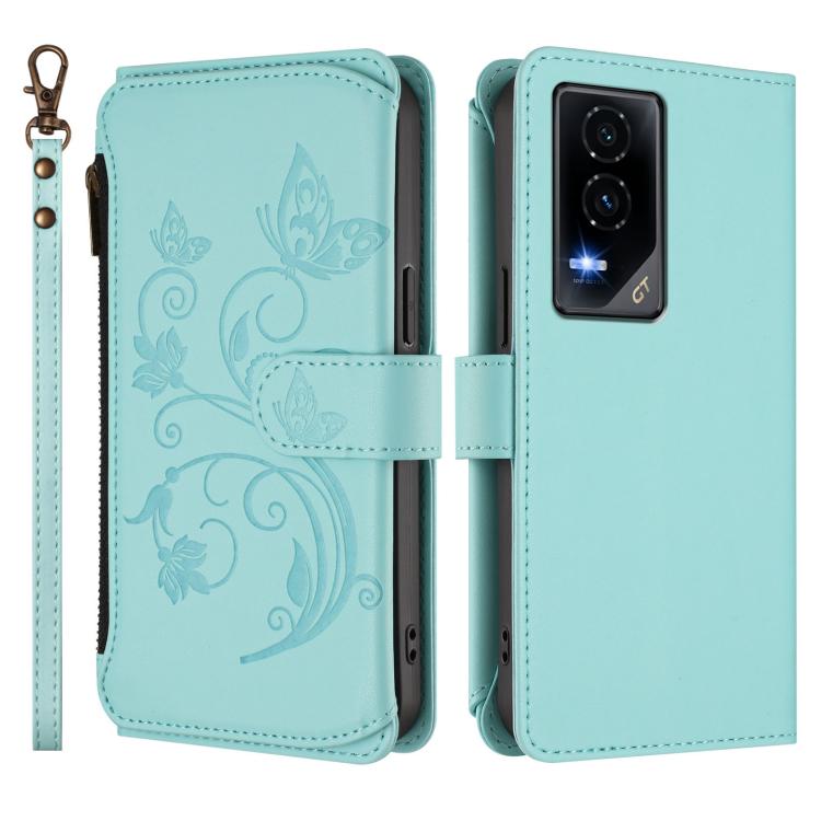 For Honor GT 5G Butterfly Love Flower Multi-card Zipper Wallet Leather Phone Case