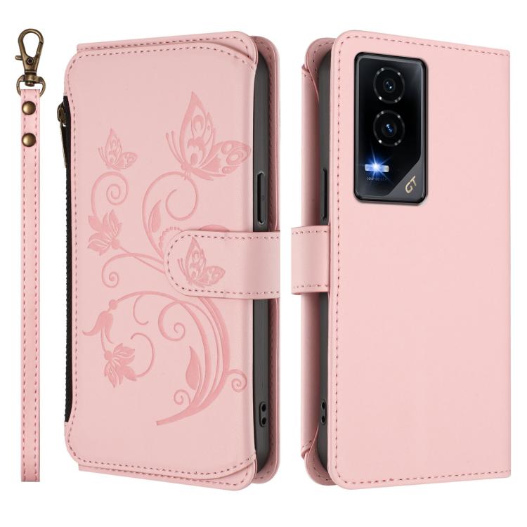 For Honor GT 5G Butterfly Love Flower Multi-card Zipper Wallet Leather Phone Case