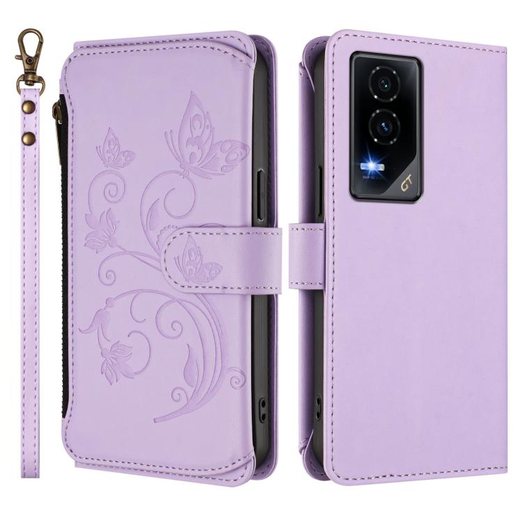For Honor GT 5G Butterfly Love Flower Multi-card Zipper Wallet Leather Phone Case