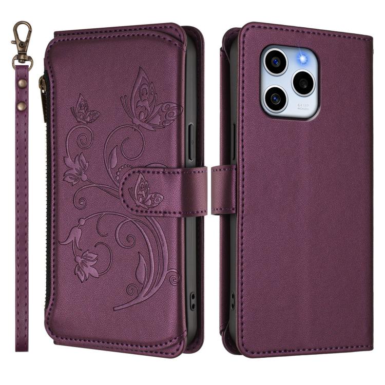 For Honor 60 SE 5G Butterfly Love Flower Multi-card Zipper Wallet Leather Phone Case