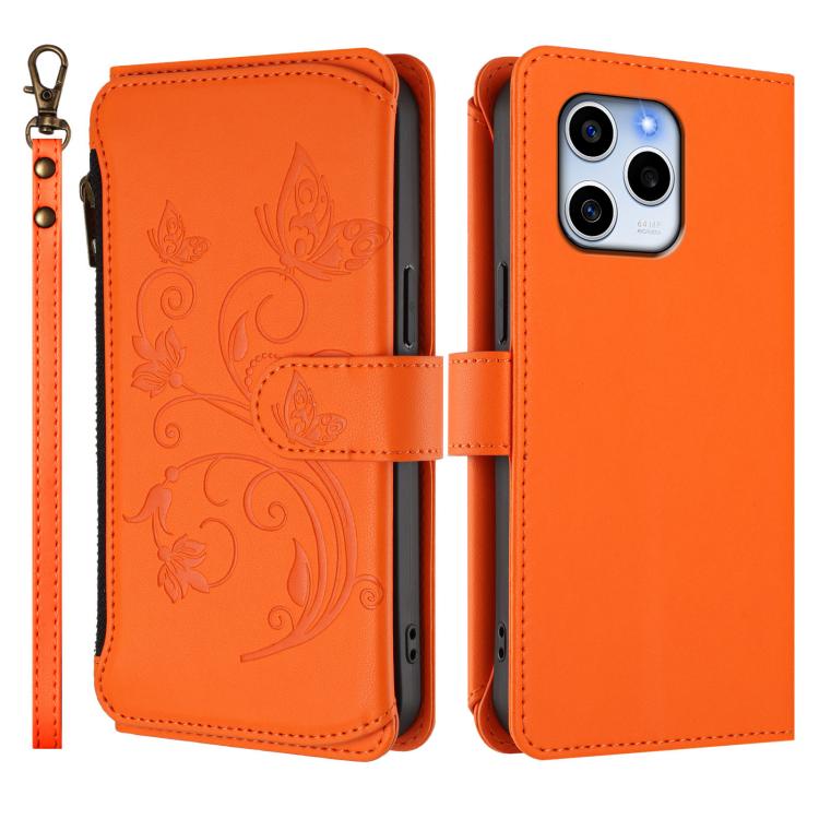 For Honor 60 SE 5G Butterfly Love Flower Multi-card Zipper Wallet Leather Phone Case
