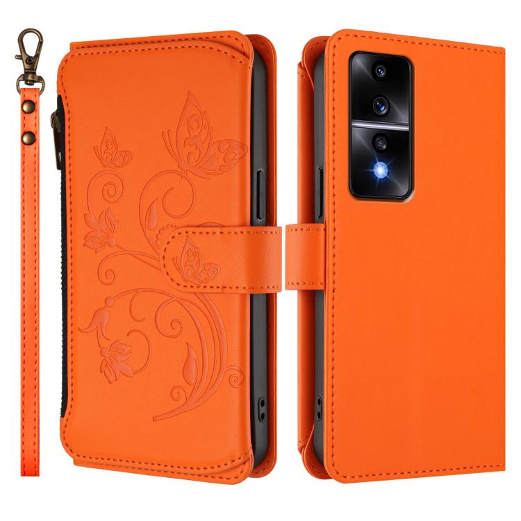 For Honor 80 GT 5G Butterfly Love Flower Multi-card Zipper Wallet Leather Phone Case