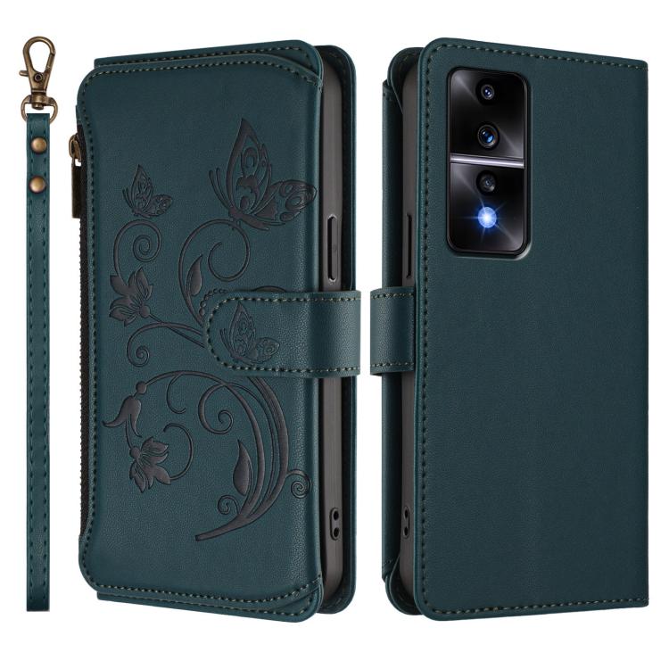 For Honor 80 GT 5G Butterfly Love Flower Multi-card Zipper Wallet Leather Phone Case