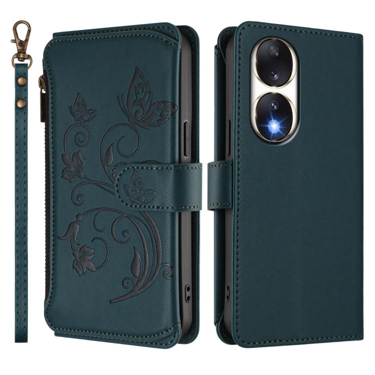 For Honor 90 5G Butterfly Love Flower Multi-card Zipper Wallet Leather Phone Case