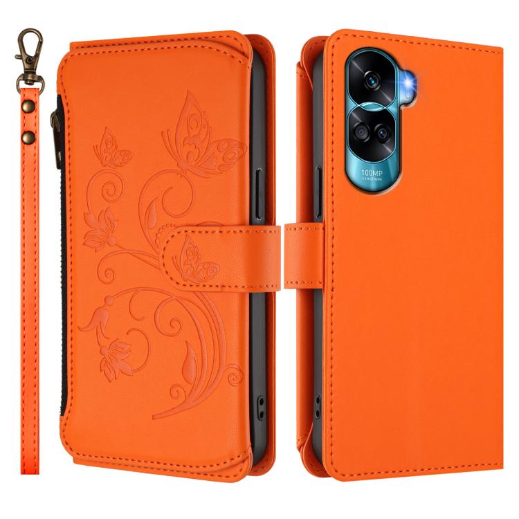 For Honor 90 Lite 5G / X50i 5G Butterfly Love Flower Multi-card Zipper Wallet Leather Phone Case