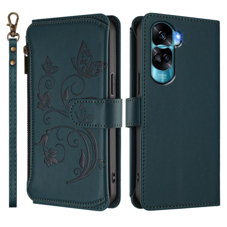 For Honor 90 Lite 5G / X50i 5G Butterfly Love Flower Multi-card Zipper Wallet Leather Phone Case