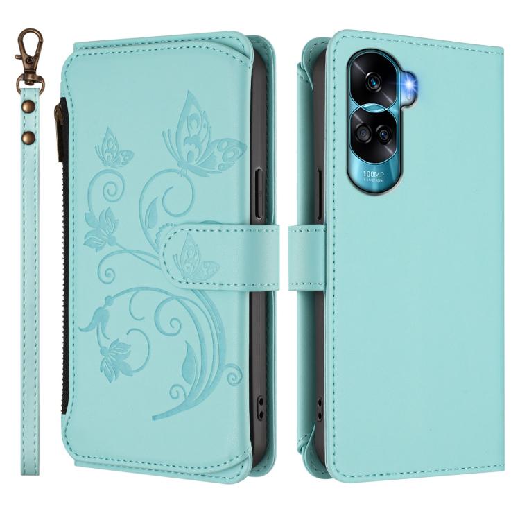 For Honor 90 Lite 5G / X50i 5G Butterfly Love Flower Multi-card Zipper Wallet Leather Phone Case