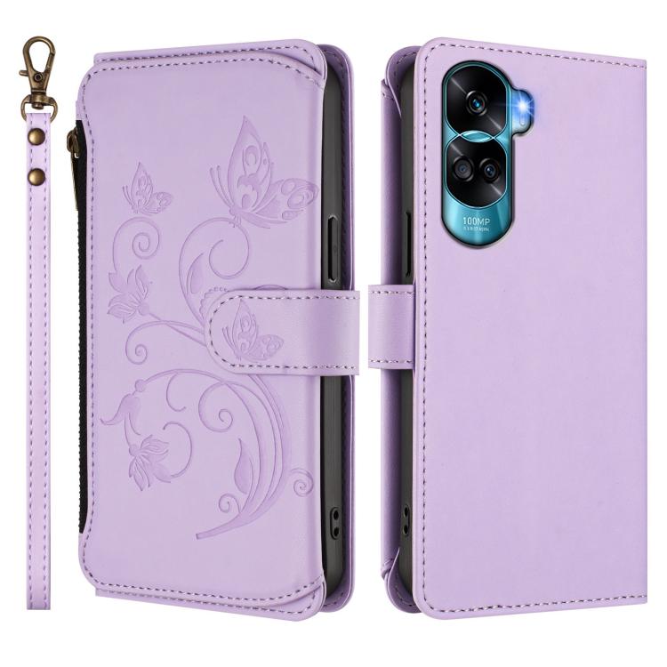 For Honor 90 Lite 5G / X50i 5G Butterfly Love Flower Multi-card Zipper Wallet Leather Phone Case