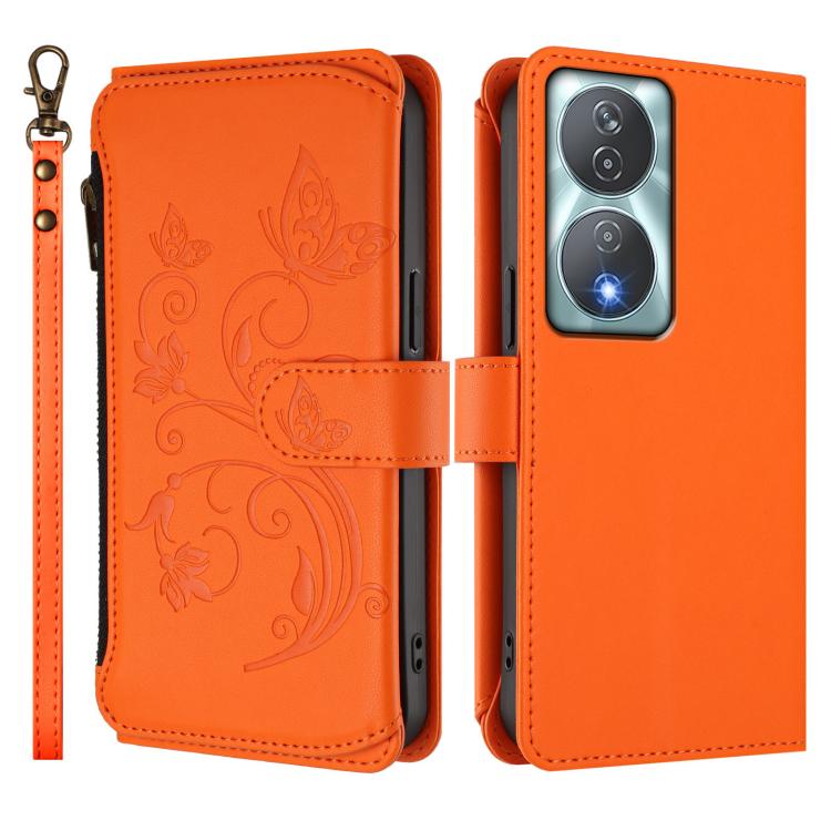 For Honor 90 Smart 5G / X7b 5G / 4G Butterfly Love Flower Multi-card Zipper Wallet Leather Phone Case