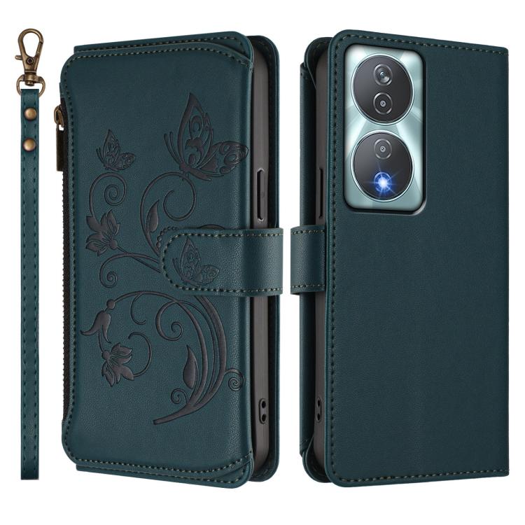 For Honor 90 Smart 5G / X7b 5G / 4G Butterfly Love Flower Multi-card Zipper Wallet Leather Phone Case