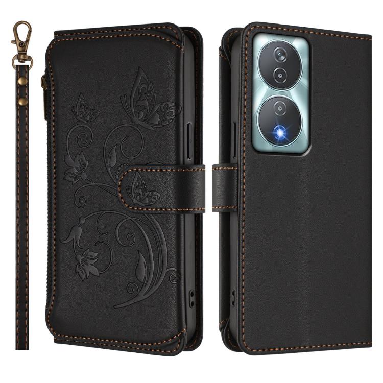 For Honor 90 Smart 5G / X7b 5G / 4G Butterfly Love Flower Multi-card Zipper Wallet Leather Phone Case