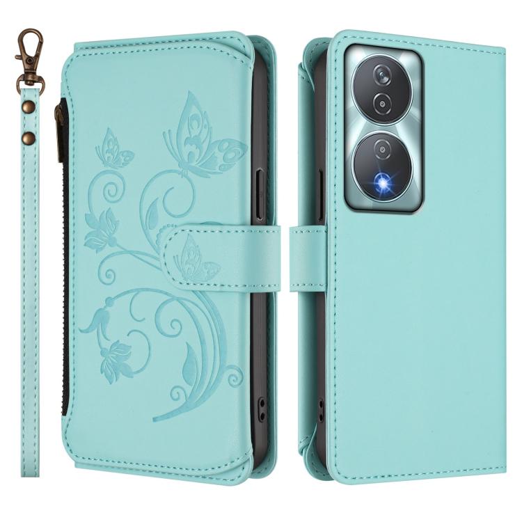 For Honor 90 Smart 5G / X7b 5G / 4G Butterfly Love Flower Multi-card Zipper Wallet Leather Phone Case