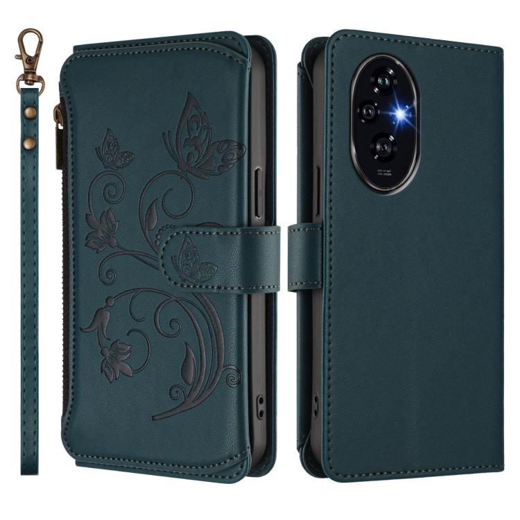 For Honor 200 5G Global Butterfly Love Flower Multi-card Zipper Wallet Leather Phone Case