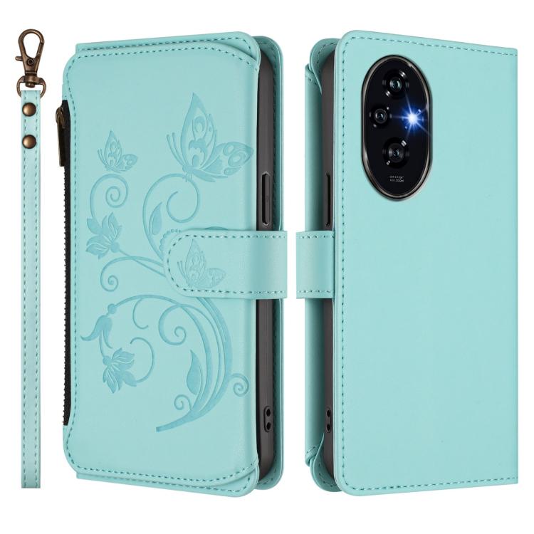For Honor 200 5G Global Butterfly Love Flower Multi-card Zipper Wallet Leather Phone Case