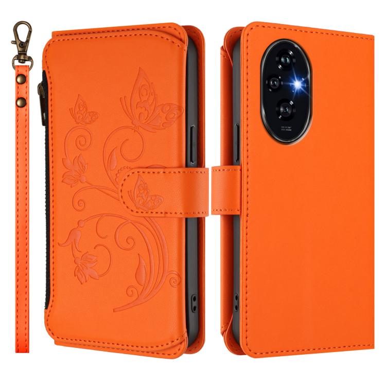 For Honor 200 Pro 5G Global Butterfly Love Flower Multi-card Zipper Wallet Leather Phone Case