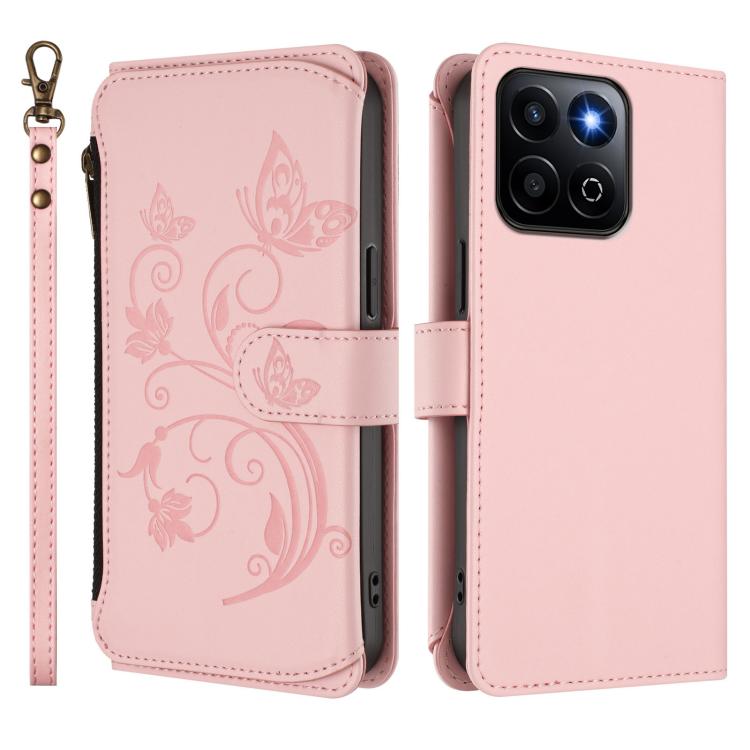 For Honor 200 Smart 5G / X7c 4G Butterfly Love Flower Multi-card Zipper Wallet Leather Phone Case