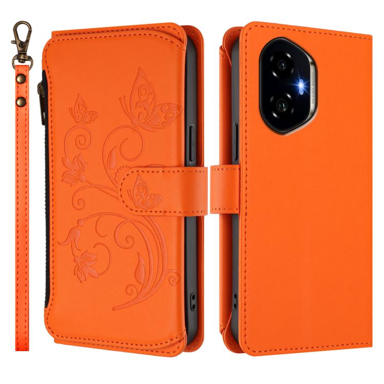 For Honor 300 Butterfly Love Flower Multi-card Zipper Wallet Leather Phone Case