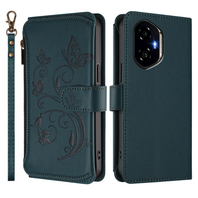 For Honor 300 Butterfly Love Flower Multi-card Zipper Wallet Leather Phone Case