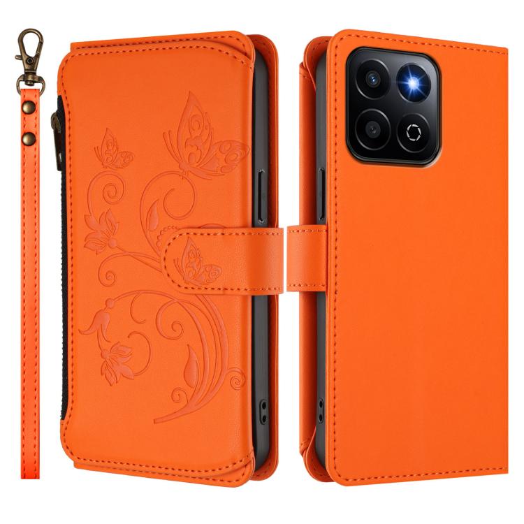 For Honor 400 Smart Butterfly Love Flower Multi-card Zipper Wallet Leather Phone Case