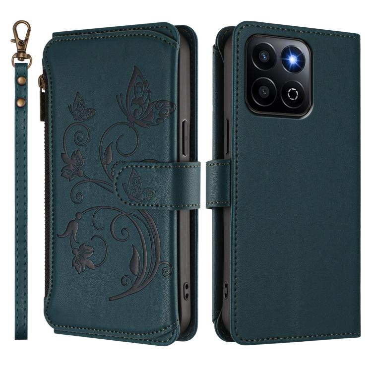 For Honor 400 Smart Butterfly Love Flower Multi-card Zipper Wallet Leather Phone Case