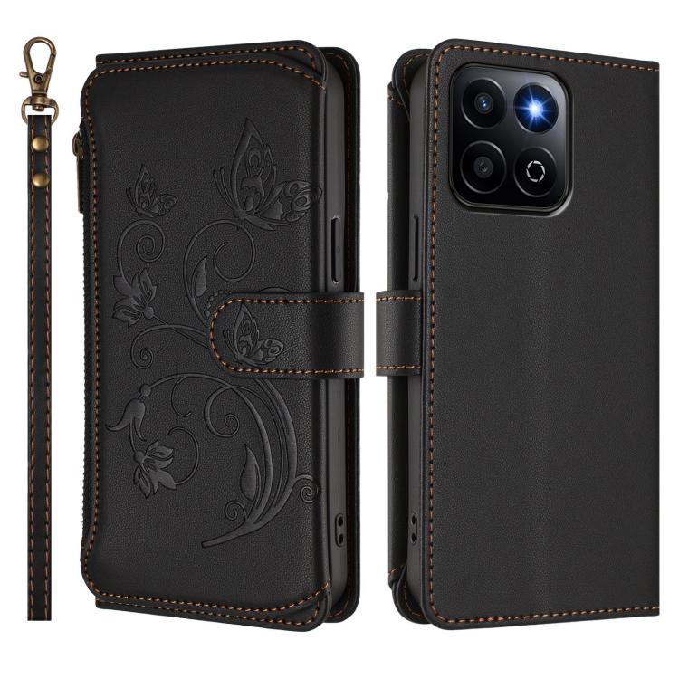 For Honor 400 Smart Butterfly Love Flower Multi-card Zipper Wallet Leather Phone Case