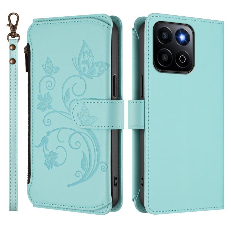 For Honor 400 Smart Butterfly Love Flower Multi-card Zipper Wallet Leather Phone Case