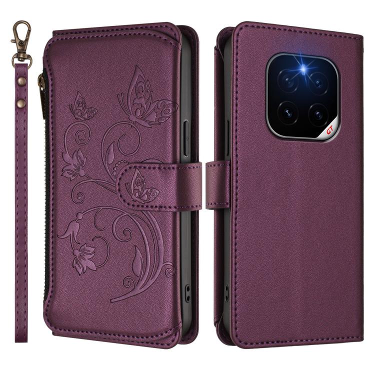 For Honor GT Pro 5G Butterfly Love Flower Multi-card Zipper Wallet Leather Phone Case
