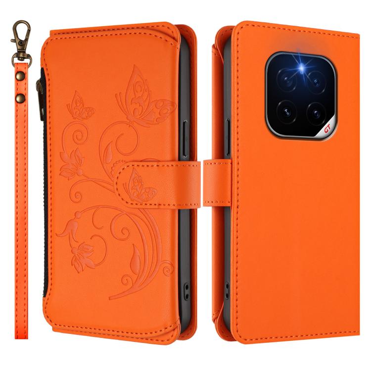For Honor GT Pro 5G Butterfly Love Flower Multi-card Zipper Wallet Leather Phone Case