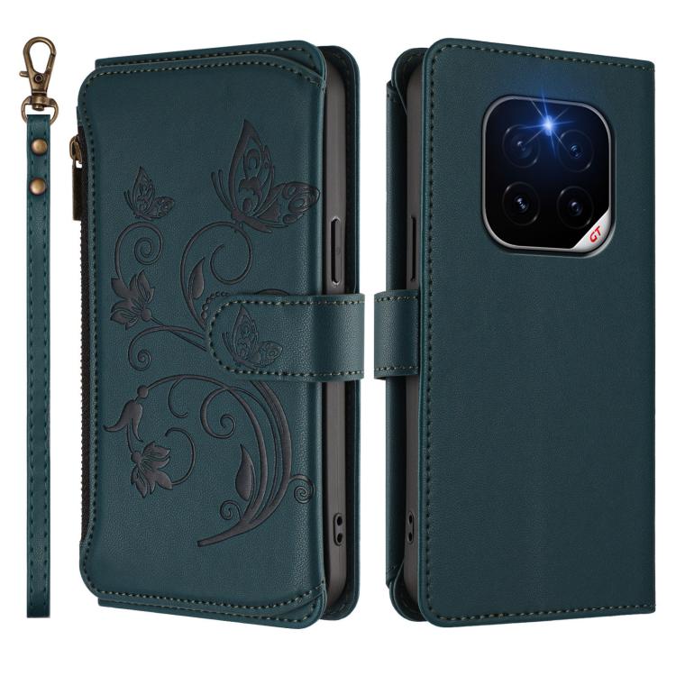 For Honor GT Pro 5G Butterfly Love Flower Multi-card Zipper Wallet Leather Phone Case