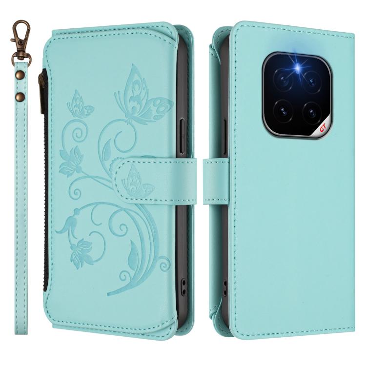 For Honor GT Pro 5G Butterfly Love Flower Multi-card Zipper Wallet Leather Phone Case
