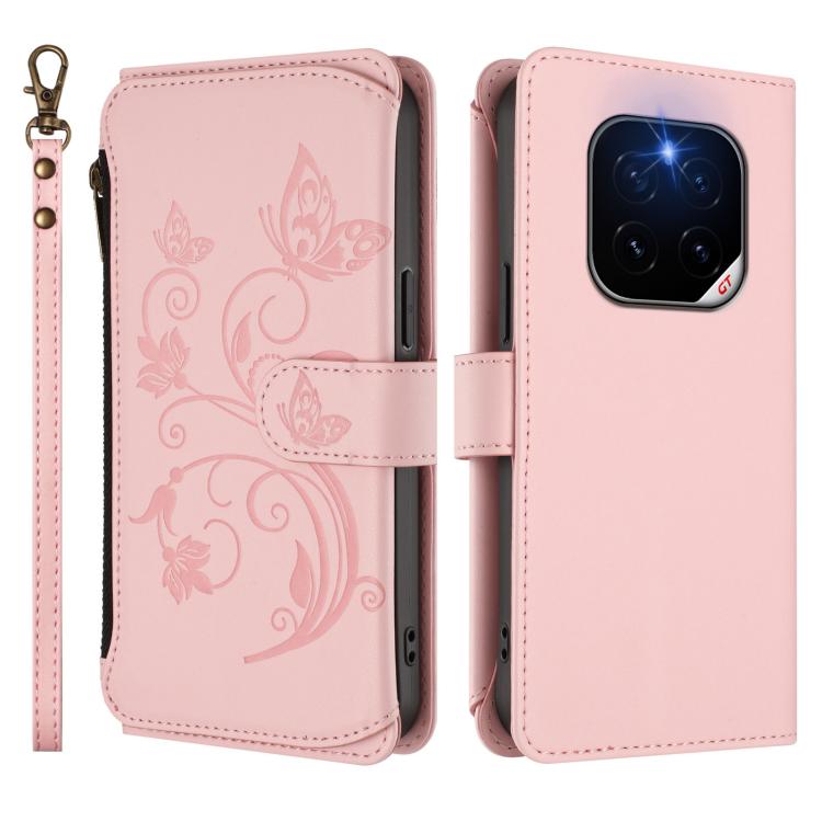 For Honor GT Pro 5G Butterfly Love Flower Multi-card Zipper Wallet Leather Phone Case