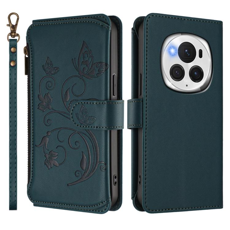 For Honor Magic6 Pro 5G Butterfly Love Flower Multi-card Zipper Wallet Leather Phone Case