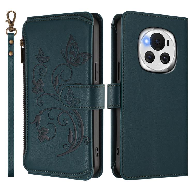 For Honor Magic6 5G Butterfly Love Flower Multi-card Zipper Wallet Leather Phone Case