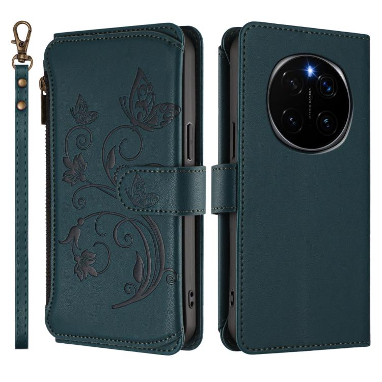 For Honor Magic7 5G Butterfly Love Flower Multi-card Zipper Wallet Leather Phone Case