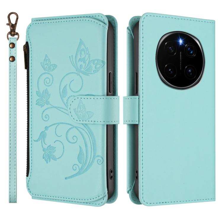 For Honor Magic7 5G Butterfly Love Flower Multi-card Zipper Wallet Leather Phone Case