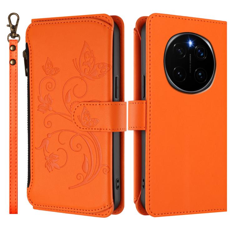 For Honor Magic7 Pro 5G Butterfly Love Flower Multi-card Zipper Wallet Leather Phone Case