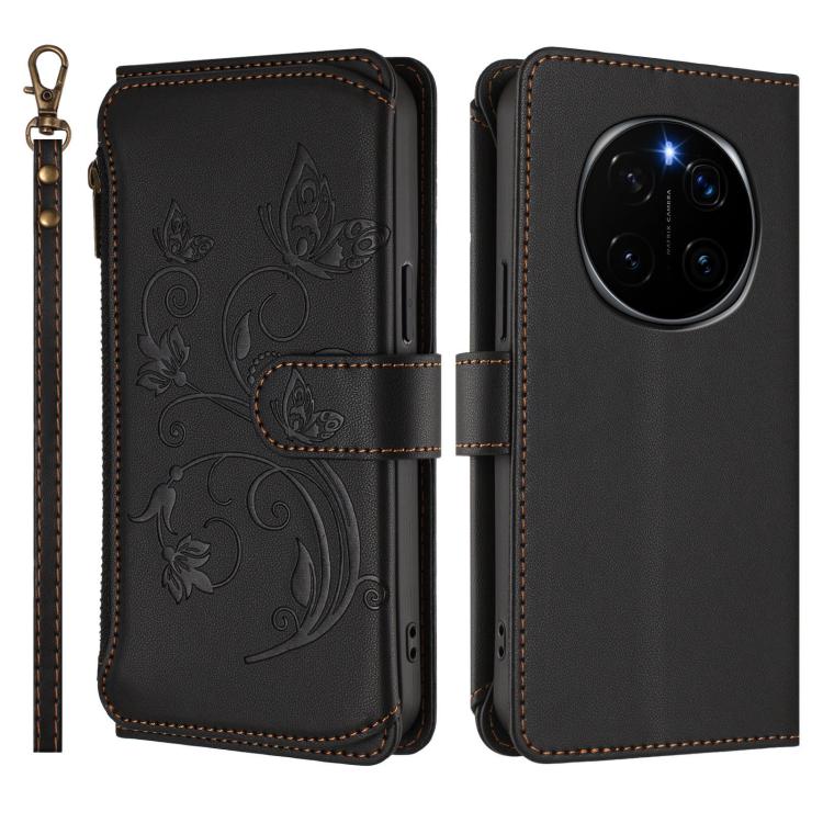 For Honor Magic7 Pro 5G Butterfly Love Flower Multi-card Zipper Wallet Leather Phone Case