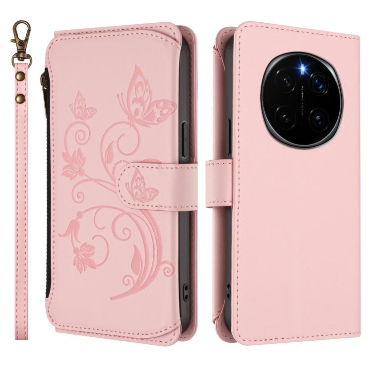 For Honor Magic7 Pro 5G Butterfly Love Flower Multi-card Zipper Wallet Leather Phone Case