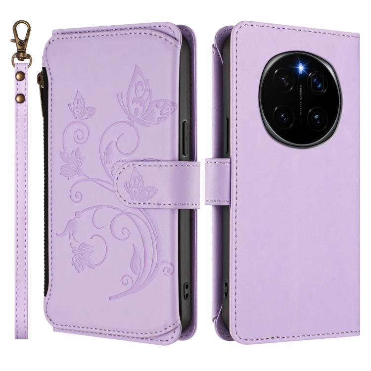 For Honor Magic7 Pro 5G Butterfly Love Flower Multi-card Zipper Wallet Leather Phone Case
