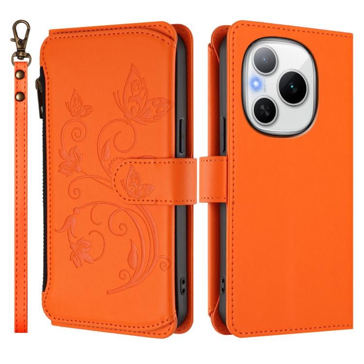 For Honor Power 5G Butterfly Love Flower Multi-card Zipper Wallet Leather Phone Case