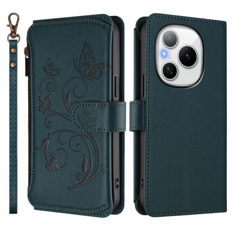 For Honor Power 5G Butterfly Love Flower Multi-card Zipper Wallet Leather Phone Case